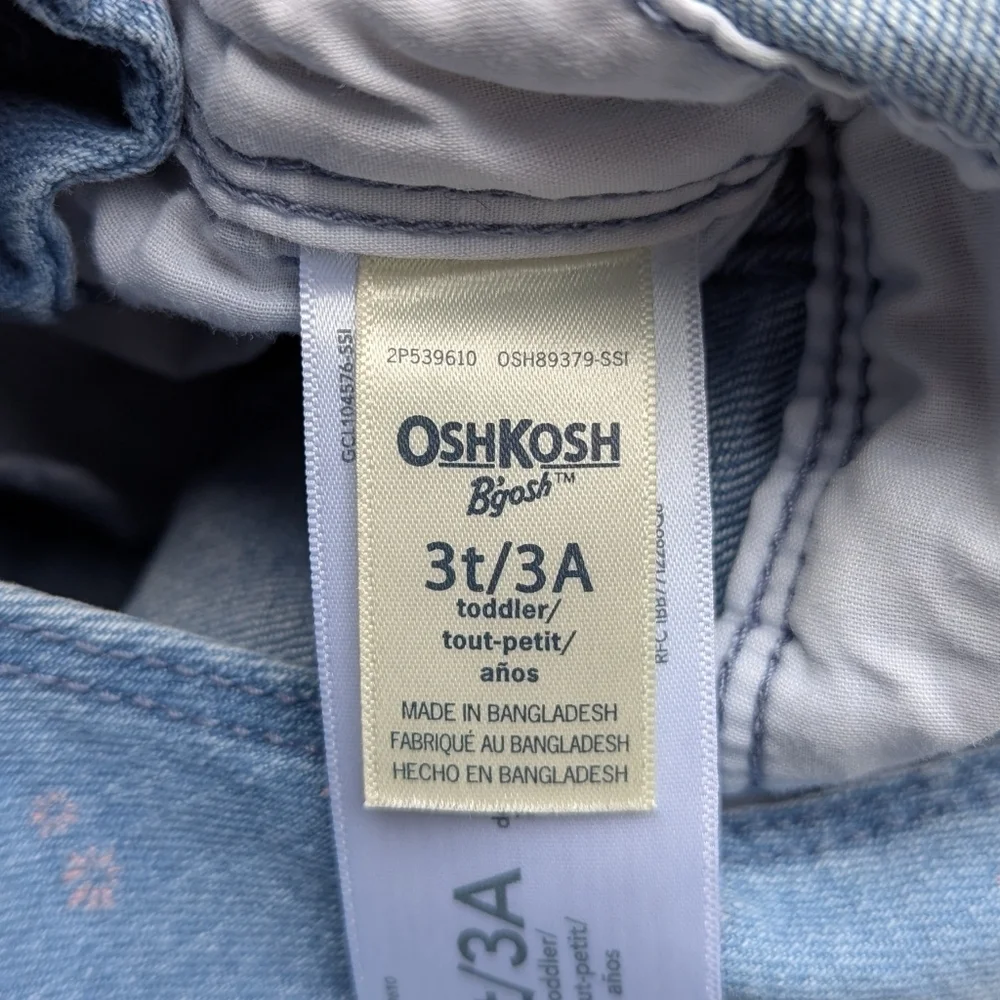 OshKosh B'gosh Ditsy Floral Stretch Denim Bib Overalls Size 3T